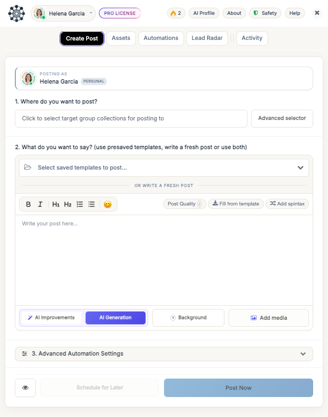 Group Posting — create a post